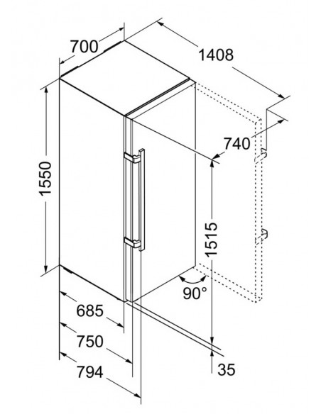 Liebherr GN 4135 Comfort NoFrost BluPerformance - dimensions