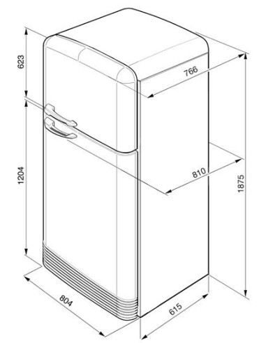 Smeg FAB50RWH5 Blanc - dimensions