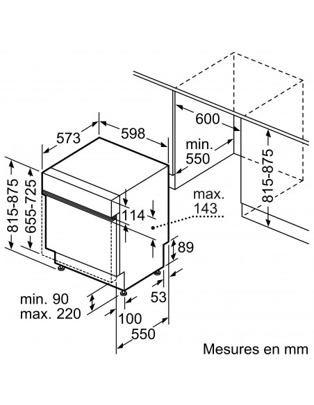 Bosch SMI8YCS01E inox - dimensions