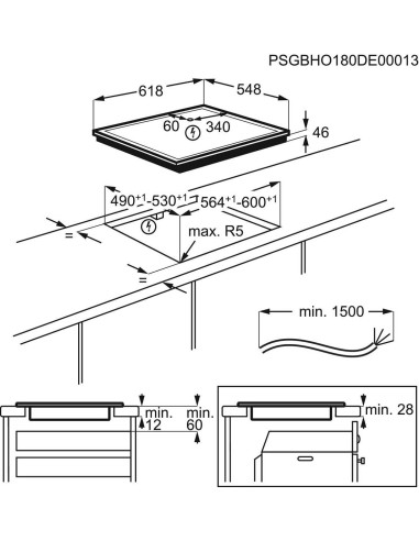 Electrolux GK58TSIPL - dimensions d'encastrement