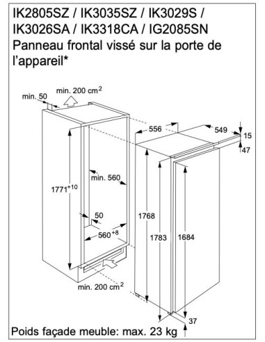 Electrolux IG2085SN - Dimensions