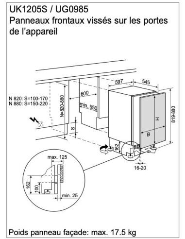 Electrolux UG0985 - Dimensions