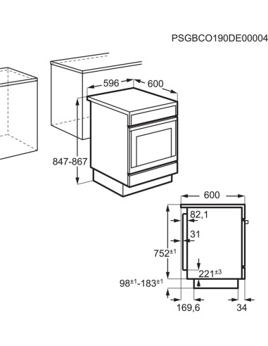 Electrolux FEH6LV202 - Dimensions