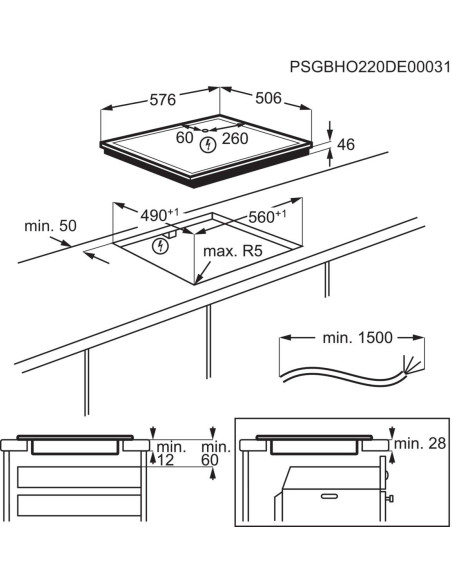 Electrolux GK58TSICN - dimensions