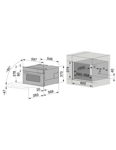 ZUG CombiSteamer V4000 38 Miroir Platinum - dimensions