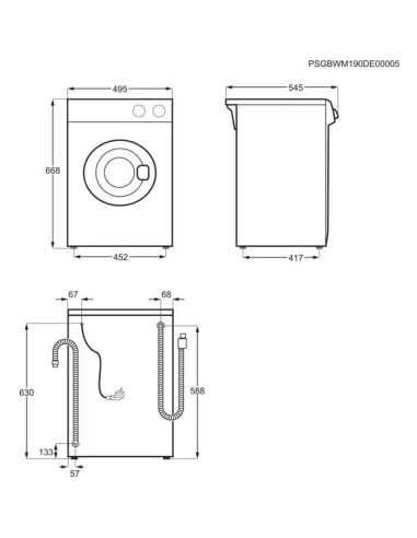 Electrolux EWC1352 - dimensions