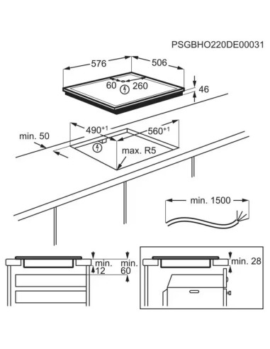 Electrolux GK58TSiPCN - dimensions