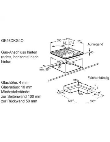 Electrolux GK58DKG4O - dimensions
