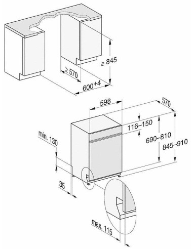 Miele G 27795-60 SCVi XXL AutoDos - dimensions