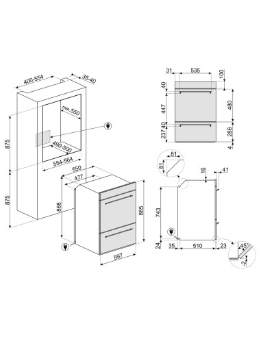 SMEG DOSP6390X inox - dimensions