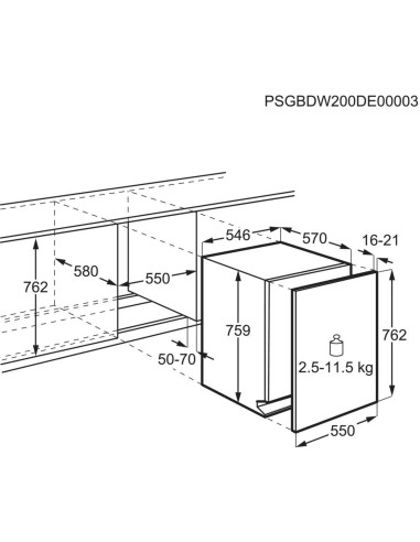 Electrolux GA55SLV - dimensions