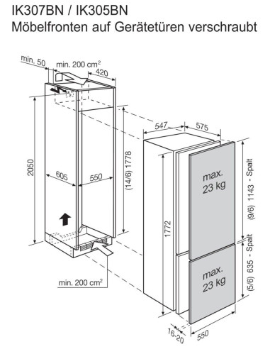 Electrolux IK305BN NoFrost - dimensions