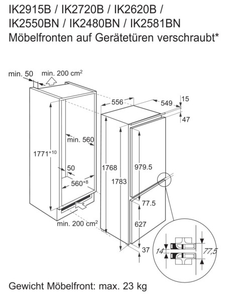 Electrolux IK2620BR NoFrost - dimensions