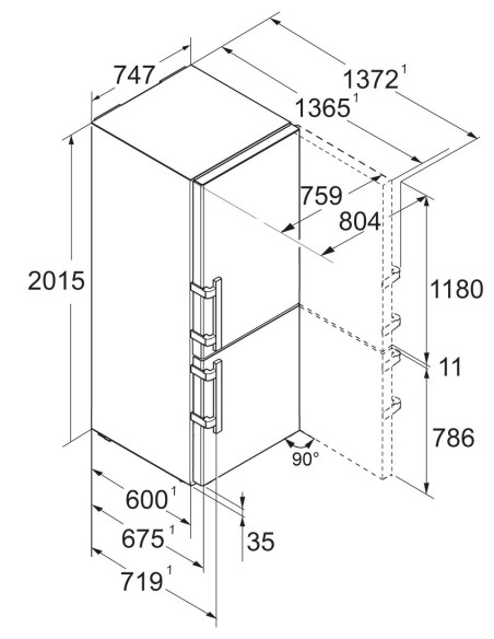 Liebherr CNsdd 776i Prime NoFrost BluPerformance - dimensions