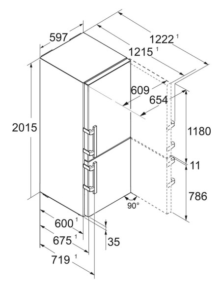 Liebherr CBNbdc 573i PLUS BLU NoFrost - Dimensions