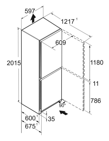 Liebherr CNsfc 574i PLUS BLU NoFrost - Dimensions
