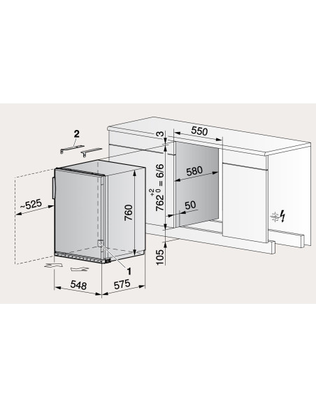 ZUG Komfort eco 55cm blanc - dimensions sous plan