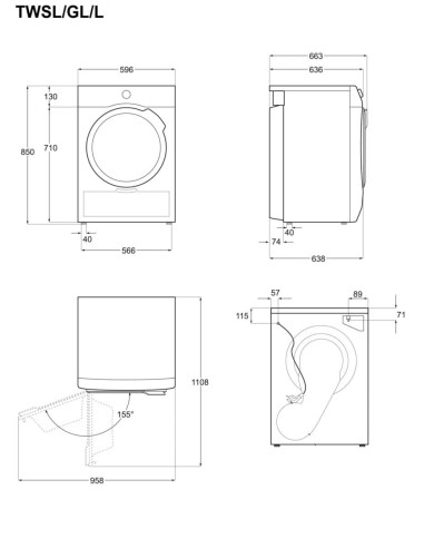 Electrolux TWGL3E500 - dimensions