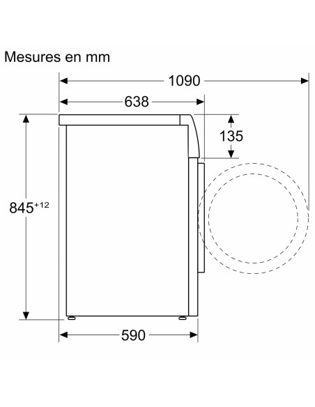 Siemens WG56B2A5CH iQ700 - dimensions