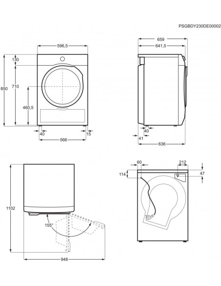 AEG Lavatherm ATW7GCI10 - Dimensions