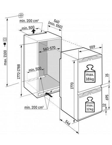 Liebherr ICNe 5133 PLUS NoFrost - Dimensions