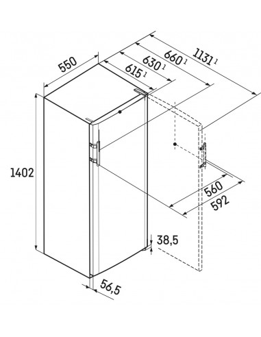 Liebherr Ke 2834 Comfort - dimensions