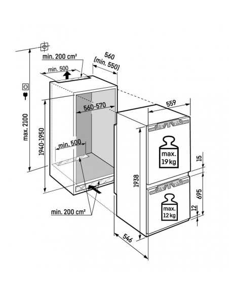 Liebherr ICNd 5603 PURE NoFrost - dimensions