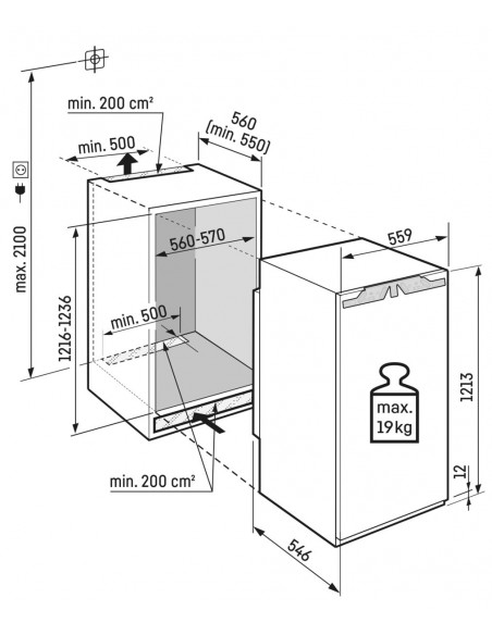 Liebherr IRBbsbi 4170 PEAK BioFresh - dimensions