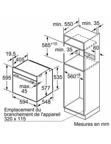 Siemens HB732G1B1 iQ700 noir - dimensions en hauteur