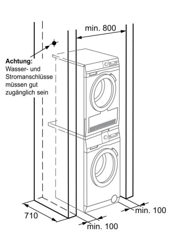 AEG AWA6GSI10 et AEG ATW7GCI10 - encastrement dans une armoire avec raccordement sur le haut