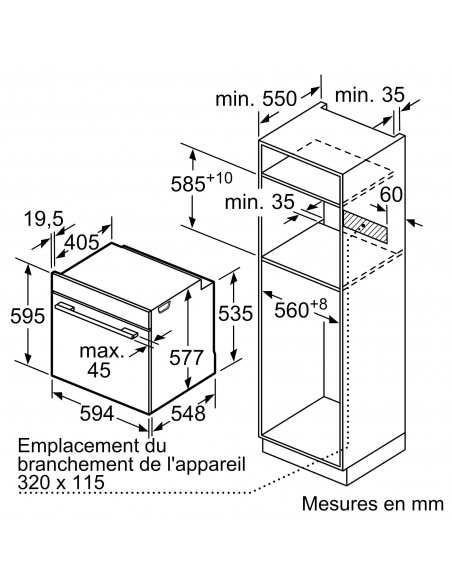Siemens HB776GMB1F iQ700 noir extraKlasse - dimensions en hauteur