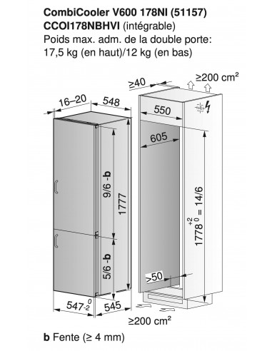 ZUG CombiCooler V600 178NI 60 - dimensions niche