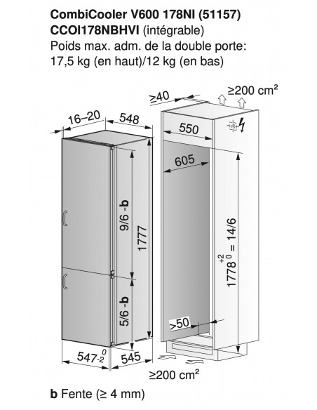 ZUG CombiCooler V600 178NI 60 - dimensions niche