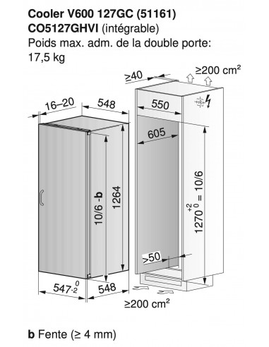ZUG Cooler V600 127GC - dimensions