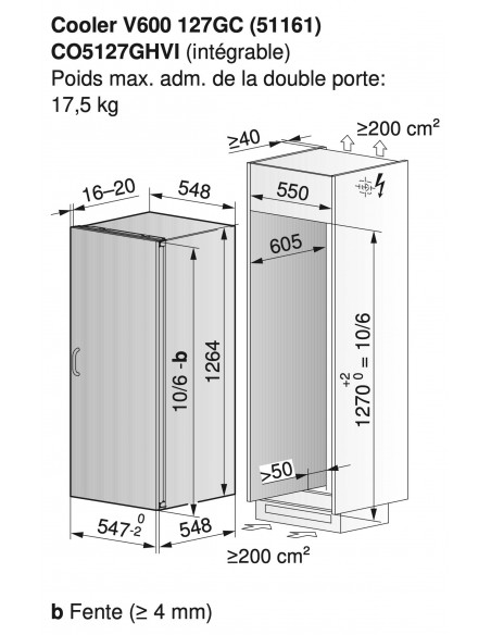 ZUG Cooler V600 127GC - dimensions