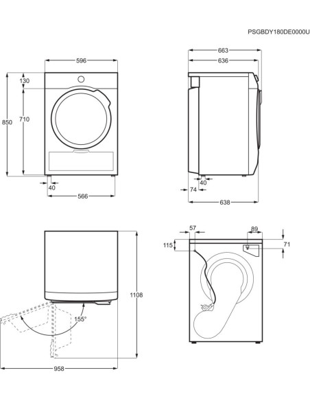 Electrolux TWGL5E502 - dimensions