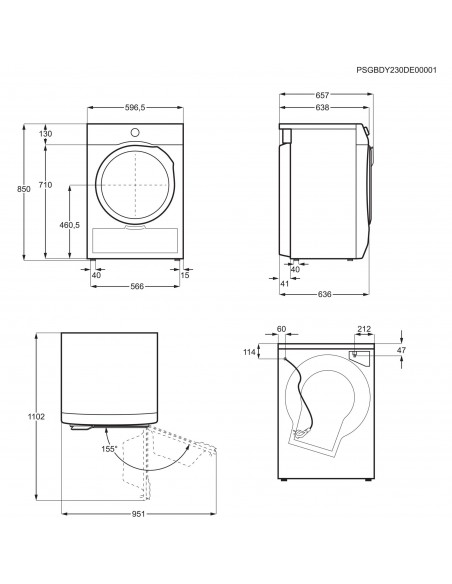 Electrolux TWGL5B501 - dimensions
