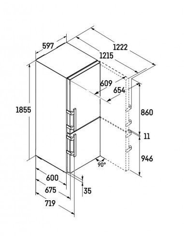 Liebherr SBNsdd 526i Prime BioFresh NoFrost - dimensions