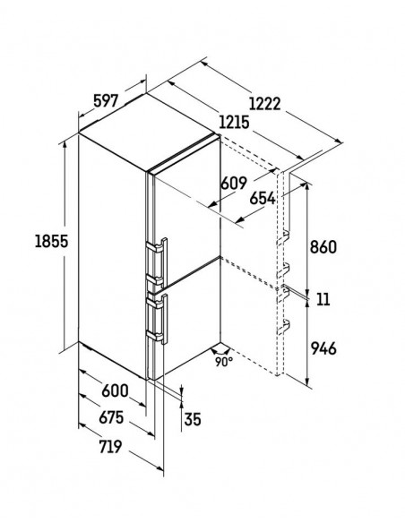 Liebherr SBNsdd 526i Prime BioFresh NoFrost - dimensions