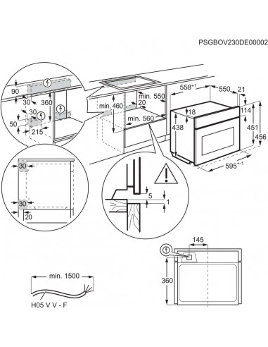 Electrolux EB4SL70KCN inox - dimensions sous plan
