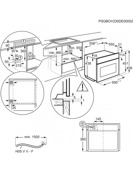 Electrolux EB4SL70KSP miroir - dimensions sous plan