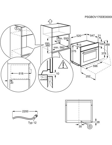 Electrolux EB3GL90CN inox - dimensions
