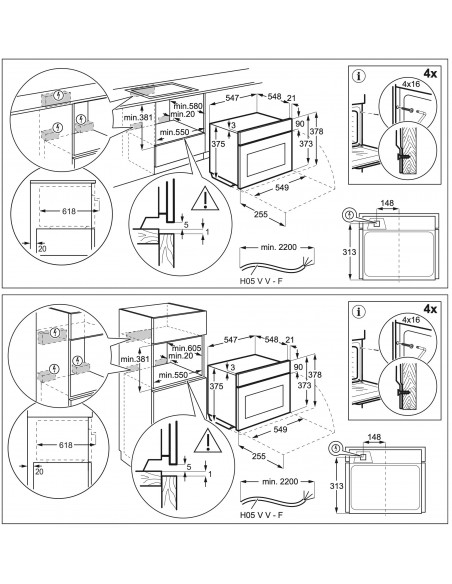 Electrolux EB3GL4CN inox - dimensions