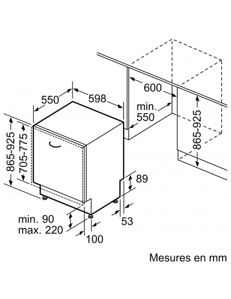Bosch SBV2HTX01H Série 2 EXCLUSIV - dimensions