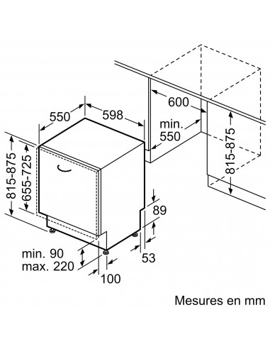Bosch SMV2HTX01H Série 2 EXCLUSIV - dimensions