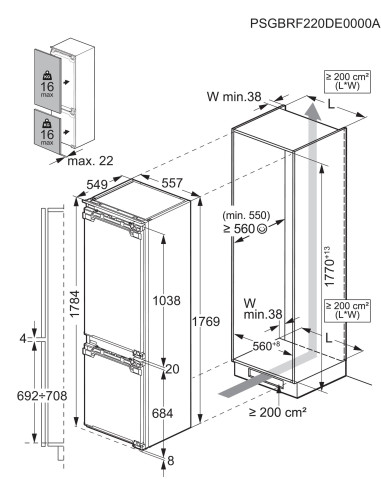 AEG SANTO AIK2651L ch. gauche - dimensions