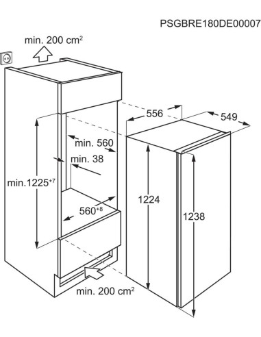 AEG SANTO AIK2035R ch. droite - Dimensions