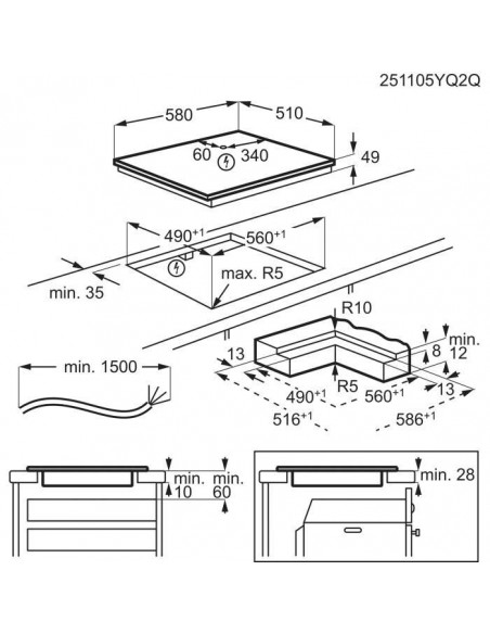 AEG KFA58DISO - dimensions affleurante