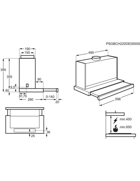 AEG ADF6062BW blanche - dimensions