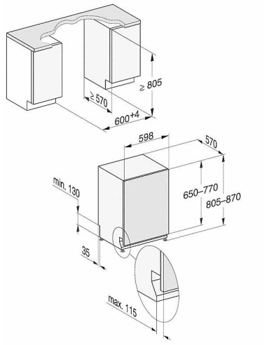 Miele G 17650-60 SCVi AutoDos - dimensions